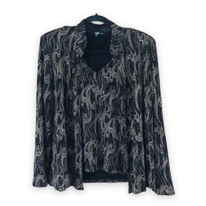 Vintage Jump Apparel Tank Top & Jacket Set Gold Glitter Abstract Size Large Y2K